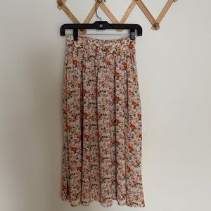 SHEIN Floral Midi Skirt in Cream and Orange